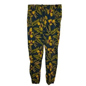 Toad & Co Sunkissed‎ Joggers Green Yellow Size XS Hawaiian Tropical Leaf Summer